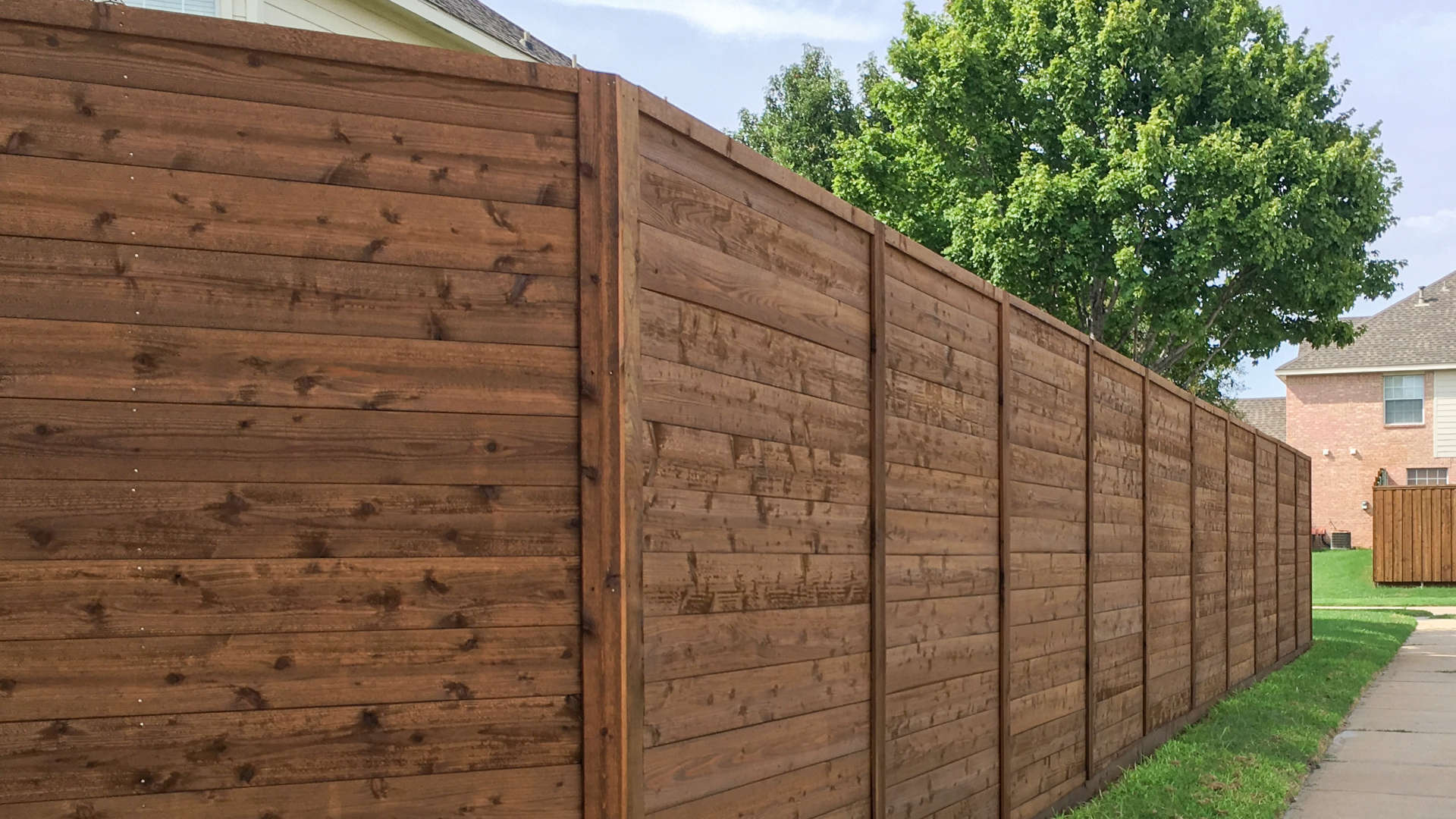 Modern horizontal fence design in Oklahoma City